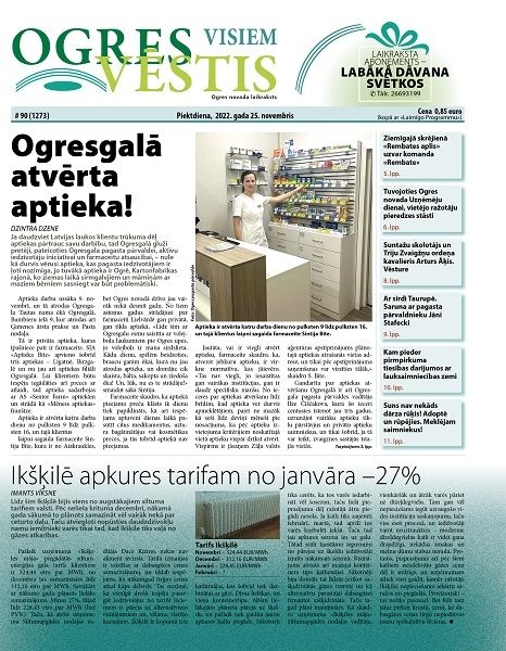 Laikraksta "Ogres Vēstis Visiem" 25. novembra numurā: