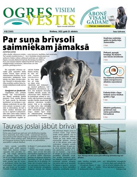 Laikraksta "Ogres Vēstis Visiem" 25. oktobra numurā: