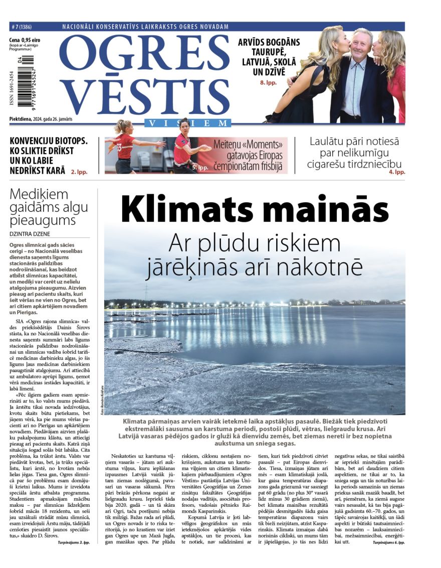 Laikraksta "Ogres Vēstis Visiem" 26. janvāra numurā