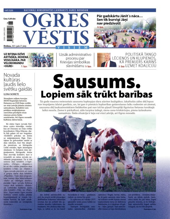 Laikraksta "Ogres Vēstis Visiem" 27. jūnija numurā