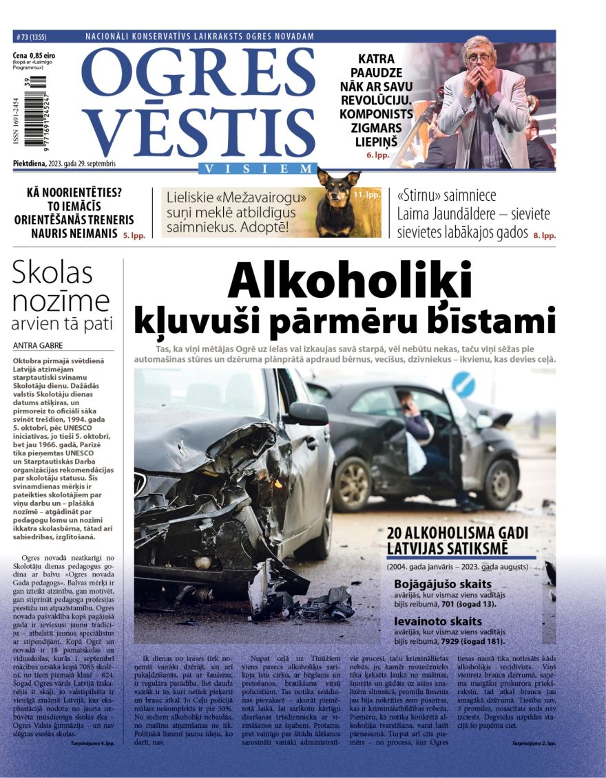 Laikraksta "Ogres Vēstis Visiem" 29. septembra numurā