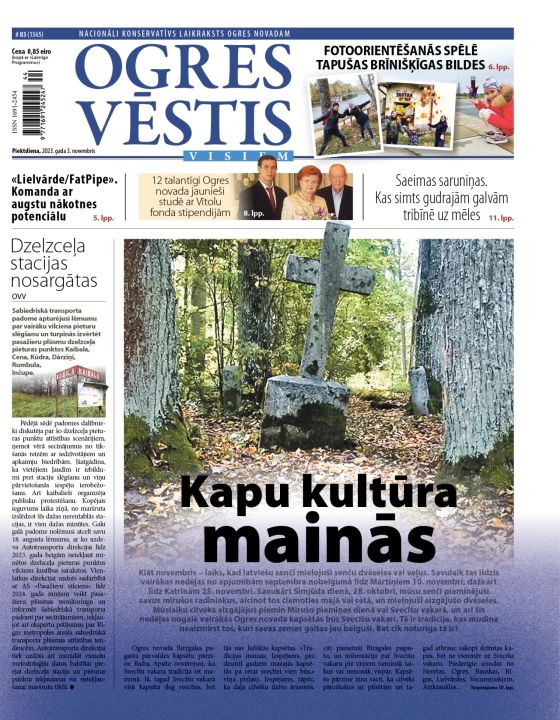 Laikraksta "Ogres Vēstis Visiem" 3. novembra numurā