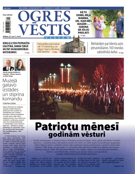 Laikraksta "Ogres Vēstis Visiem" 31. oktobra numurā