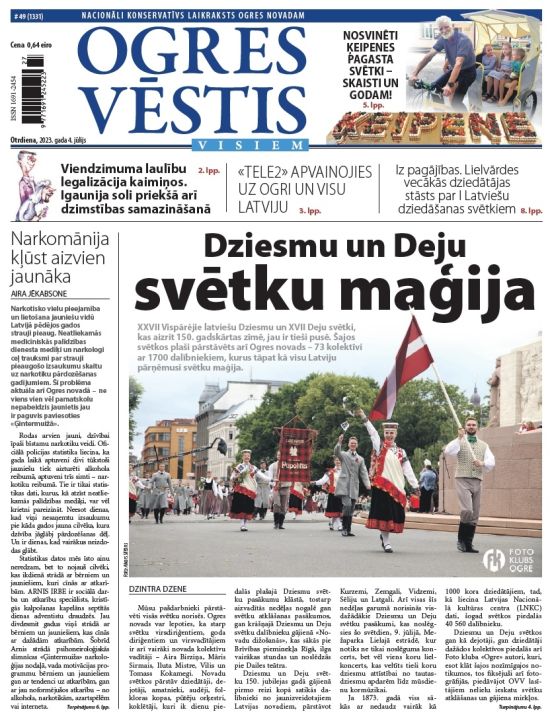 Laikraksta "Ogres Vēstis Visiem" 4. jūlija numurā