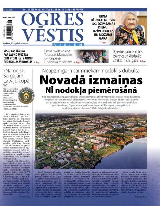 Laikraksta "Ogres Vēstis Visiem" 5. septembra numurā