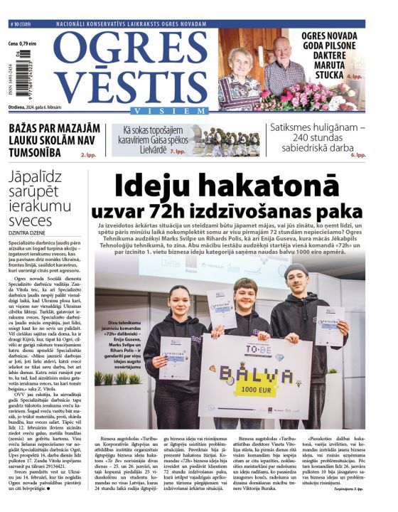 Laikraksta "Ogres Vēstis Visiem" 6. februāra numurā