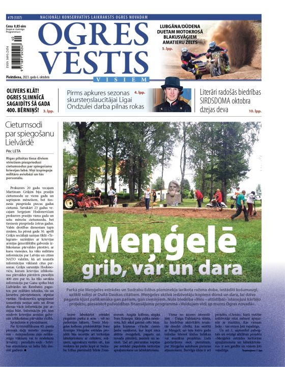 Laikraksta "Ogres Vēstis Visiem" 6. oktobra numurā