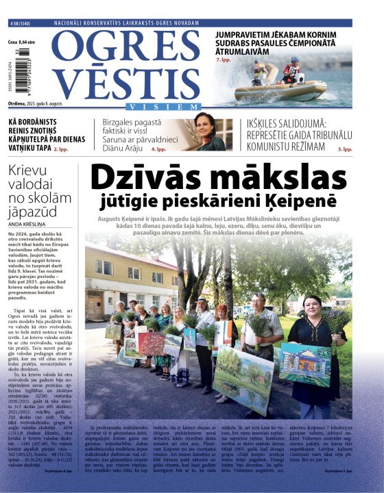 Laikraksta "Ogres Vēstis Visiem" 8. augusta numurā