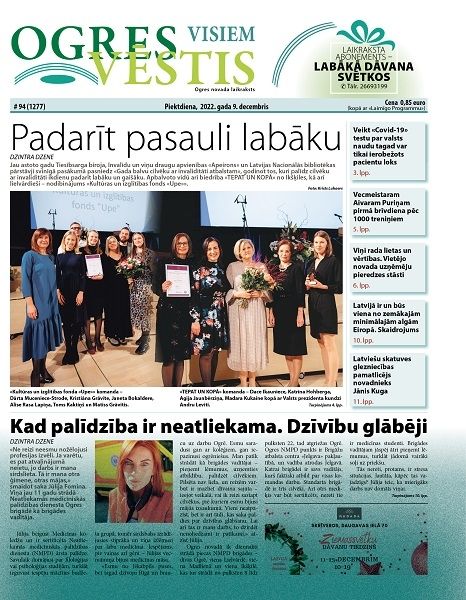 Laikraksta "Ogres Vēstis Visiem" 9. decembra numurā