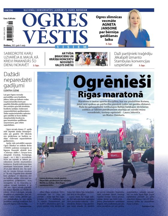 Laikraksta "Ogres Vēstis Visiem" 9. maija numurā