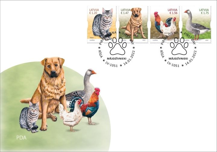 Latvijas Pasts 2022.gadu sāk ar četrām pastmarkām jaunā filatēlijas sērijā Mājdzīvnieki