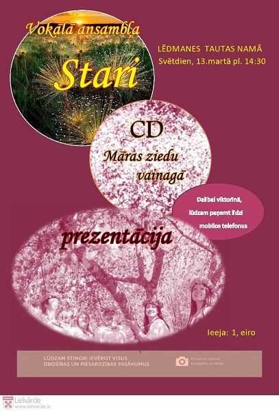 Lēdmanes vokālā ansambļa STARI dalībnieces ielūdz uz sava CD prezentāciju