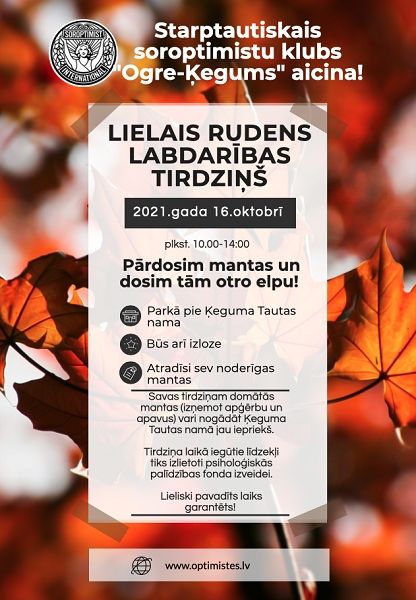 Lielais rudens labdarības tirdziņš Ķegumā