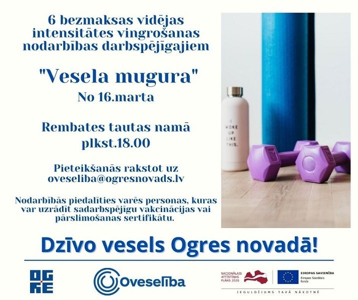 Nodarbības "Vesela mugura" Rembatē