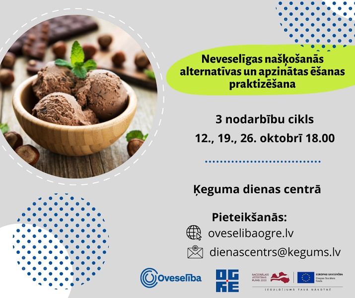 Nodarbību cikls “Neveselīgas našķošanās alternatīvas un apzinātas ēšanas praktizēšana”