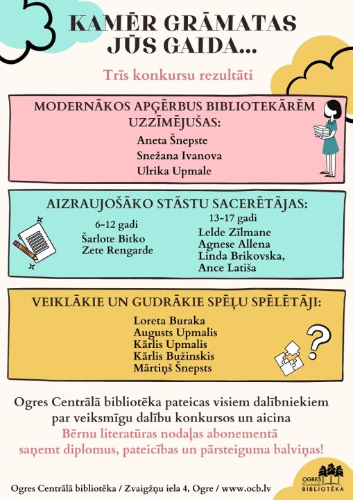 Noslēgušies konkursi bērniem "Kamēr grāmatas Jūs gaida..."