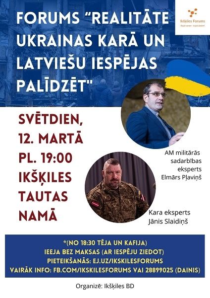Notiks forums par Ukrainas situāciju un vietējo iedzīvotāju iespējām palīdzēt