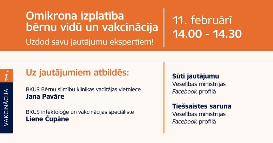 Notiks tiešsaistes saruna par bērnu vakcināciju un saslimstību ar Covid