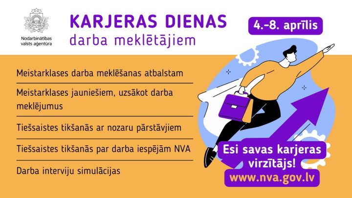 NVA aicina pieteikties dalībai karjeras dienu akcijā "Esi savas karjeras virzītājs!"