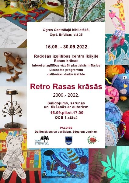 Ogres Centrālajā bibliotēkā - mākslas studijas "Rasas krāsas" izstāde