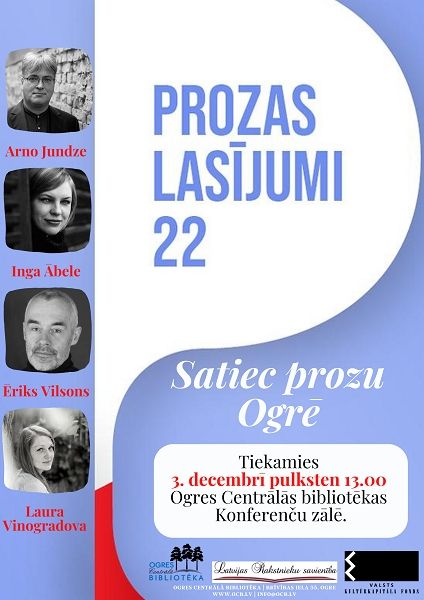 Ogres Centrālajā bibliotēkā notiks prozas lasījumi