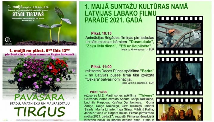 Ogres novadā 1. maijā stādu tirgi, labāko filmu parāde, gleznošanas darbnīca un koncerti