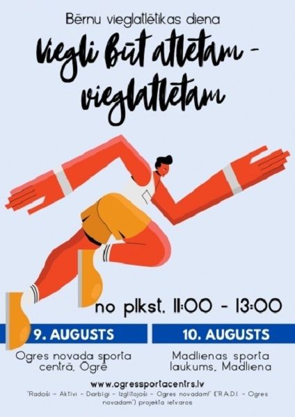 Ogres novadā augustā notiks Bērnu vieglatlētikas dienas "Viegli būt atlētam"