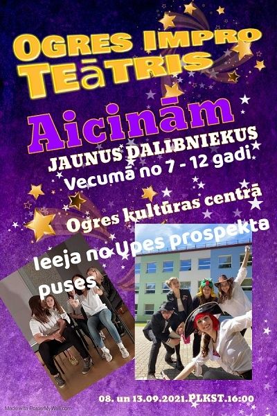 Ogres novada jauniešu Impro teātris uzņem jaunus dalībniekus