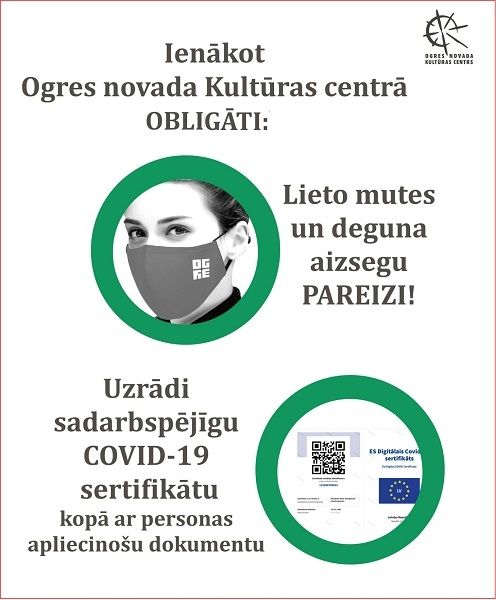 Ogres novada Kultūras centrs pakalpojumus nodrošinās “Zaļajā” jeb drošajā režīmā