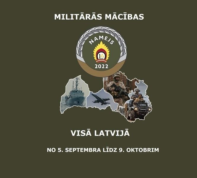 Ogres novadā norisināsies militāro mācību cikla "NAMEJS 2022" lauka taktiskais vingrinājums