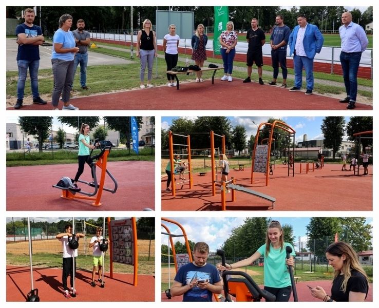 Ogres novada Sporta centrā atklāta āra trenažieru zona
