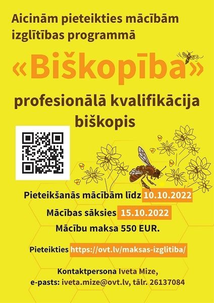 Ogres tehnikums piedāvā profesionālās tālākizglītības programmu biškopībā