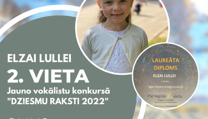OMMS sveic konkursa "DZIESMU RAKSTI 2022" laureāti Elzu Lulli