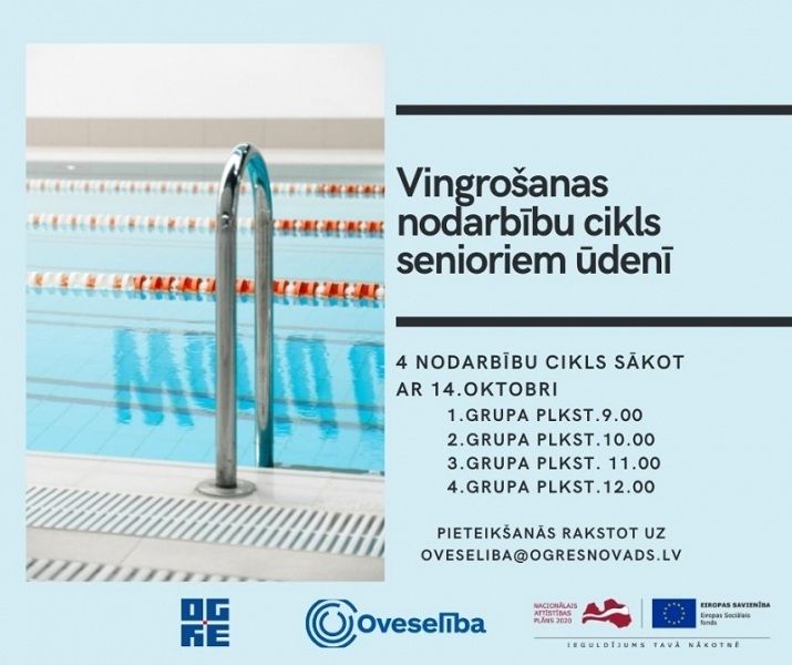 Oveselība aicina seniorus uz vingrošanas nodarbībām baseinā
