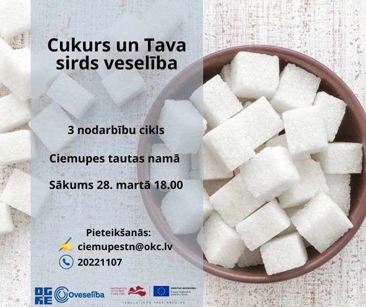 Oveselība aicina uz nodarbību ciklu "Cukurs un Tava sirds veselība"