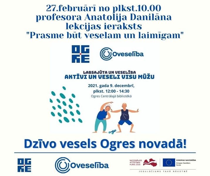 Oveselība aicina uz profesora Anatolija Danilāna lekciju "Prasme būt veselam un laimīgam"