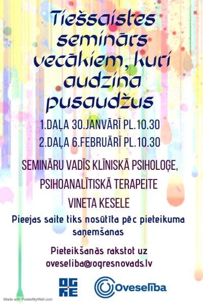 Oveselība aicina uz tiešsaistes semināru pusaudžu vecākus