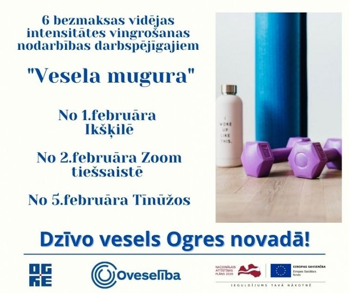Oveselība aicina uz vingrošanas nodarbībām "Vesela mugura"
