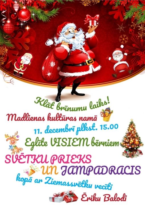Pasākums bērniem  kopā ar Ziemassvētku vecīti Madlienā