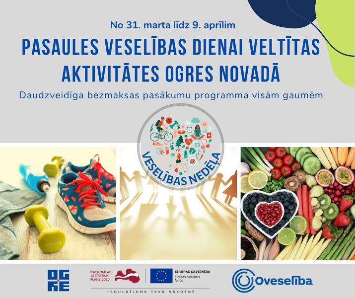 Pasaules veselības dienai veltītas aktivitātes Ogres novadā