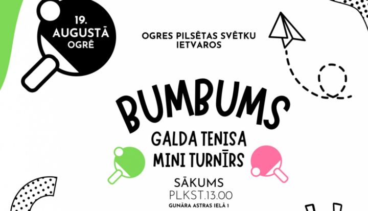 Pavisam drīz Ogrē norisināsies galda tenisa mini turnīrs "BUMBUMS"