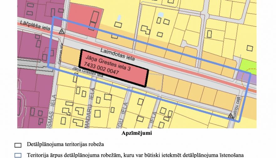 Paziņojums par detālplānojuma īpašumam J.Grestes iela 3, Lielvārdē izstrādes uzsākšanu