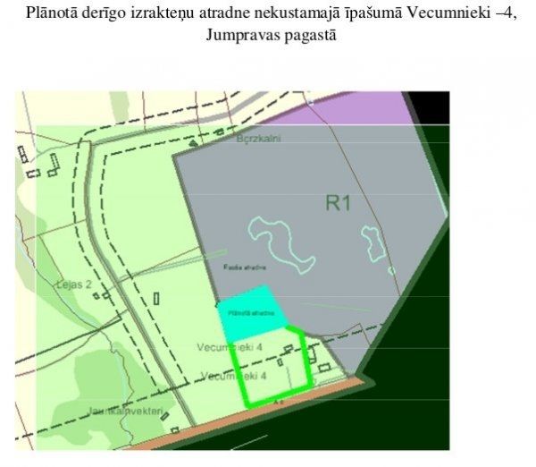 Paziņojums par publiskās apspriešanas sanāksmes atcelšanu iecerei izveidot derīgo izrakteņu ieguves atradni nekustamā īpašuma "Vecumnieki –4", Jumpravas pagastā, teritorijā