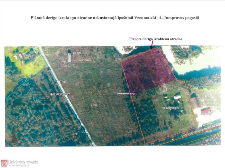 Paziņojums par publisko apspriešanu iecerei izveidot derīgo izrakteņu ieguves atradni nekustamā īpašuma "Vecumnieki –4", Jumpravas pagastā, teritorijā
