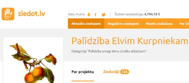 Platformā Ziedot.lv aicina atbalstīt lielvārdieti Elvi Kurpnieku