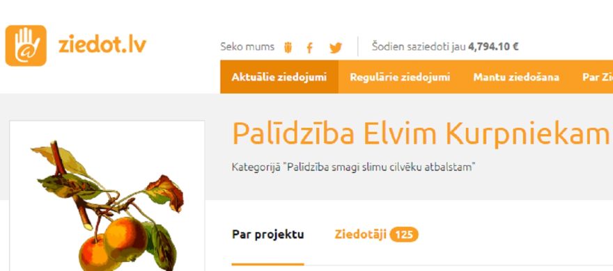 Platformā Ziedot.lv aicina atbalstīt lielvārdieti Elvi Kurpnieku