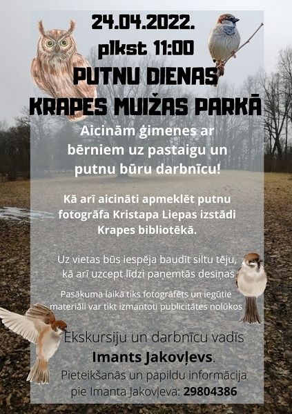 Putnu dienas Krapes Muižas parkā