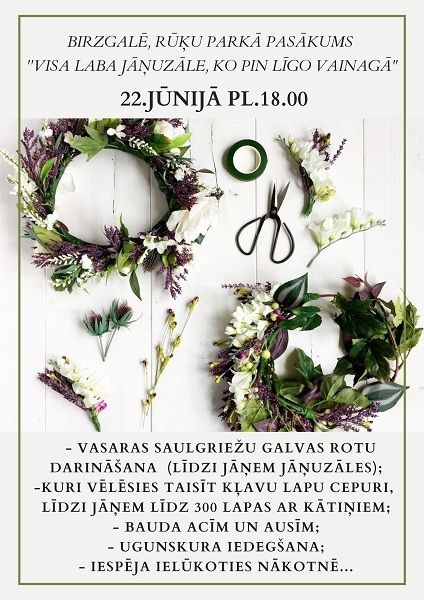 Rūķu parkā pasākums "Visa laba Jāņuzāle, ko pin Līgo vainagā"