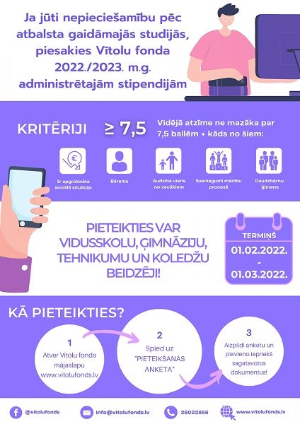 Sākusies pieteikšanās Vītolu fonda administrētajām stipendijām