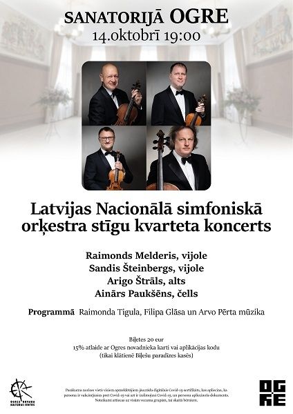 Sanatorijā OGRE norisināsies LNSO stīgu kvarteta koncerts